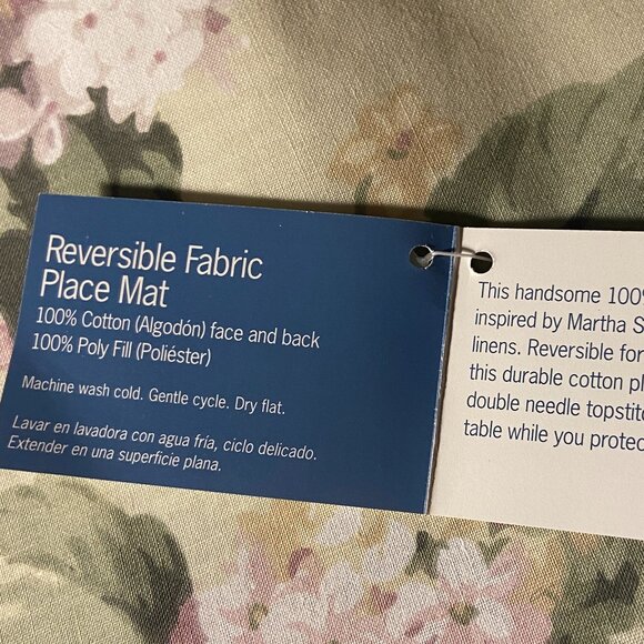 🏡🏡Martha Stewart Hydrangea Reversible Placemats Set of Four NWT - Picture 5 of 6